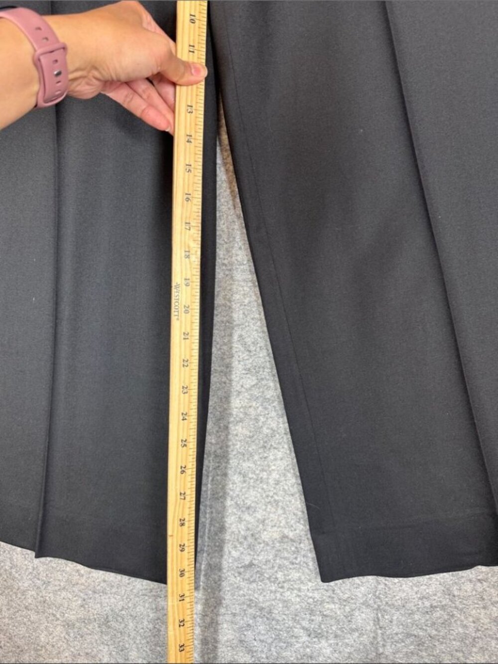 Lida Baday Black Wide Leg Wool Pants Size 8 Minimalist Career Trousers Classic - Picture 7 of 16